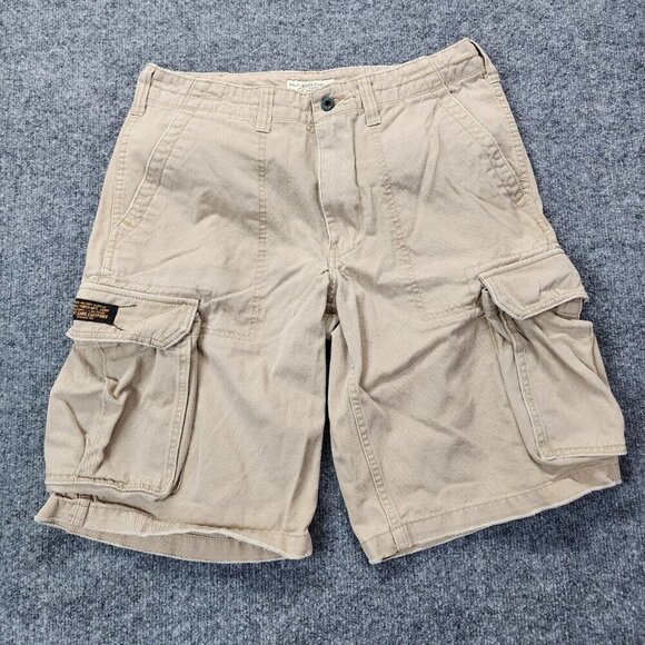 VINTAGE Polo Jeans Co Ralph Lauren Cotton Y2k Cargo Shorts Men Size 32 Brown - Picture 1 of 11